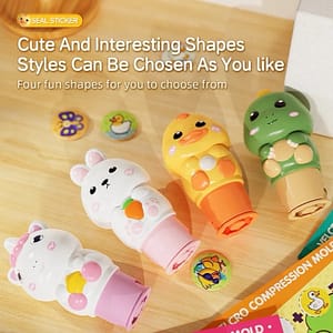 Creative Press Magic Stamp Pen Cute Unicorn ,Dragon,Rabbit and Duck Theme Sticker Toy Set, 100 Stamp Stickers And a Picture Book Birthday Gifts,special occasion Gifts.