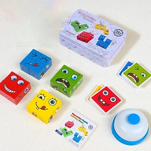 Montessori Children's Early Education Puzzle Face-Changing Building Block Toy Parent-Child Interactive Desktop Battle Game Wooden Smiling Face Expression,Childrens Toy,Wooden Montessori,Stem Toys,Puzzle>Kid,Montessori Toy,Smart Games